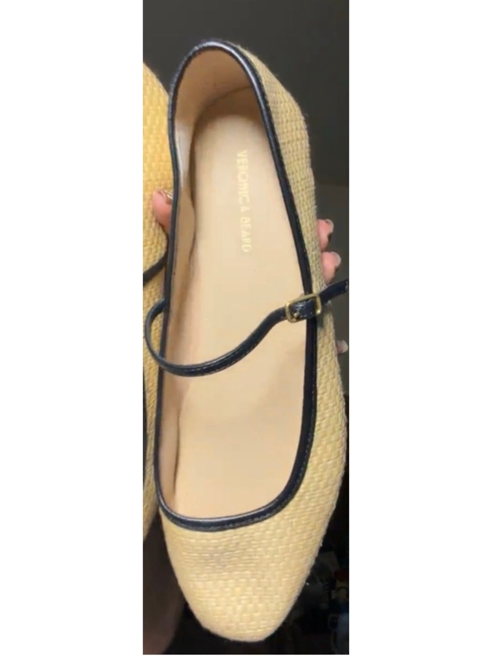 Veronica Beard Ellie Raffia Mary Jane Ballerina Flats 9.5 Beige - Picture 4 of 6